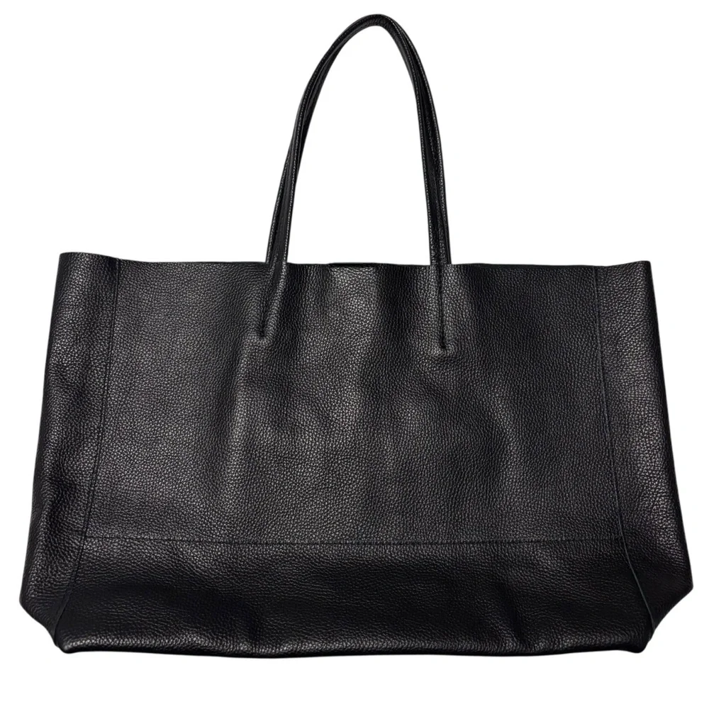 Adoratti Leather Carryall Tote Black Italian Leather NWOT Elegant Tote Bag - Picture 3 of 16